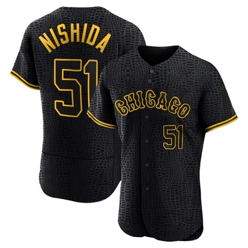 Authentic Rikuu Nishida Men's Chicago White Sox Black Snake Skin City Jersey