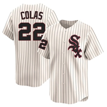 Limited Oscar Colas Men's Chicago White Sox Cream Throwback Cooperstown Jersey