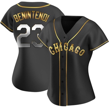 Replica Andrew Benintendi Women's Chicago White Sox Black Golden Alternate Jersey
