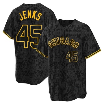 Replica Bobby Jenks Men's Chicago White Sox Black Snake Skin City Jersey