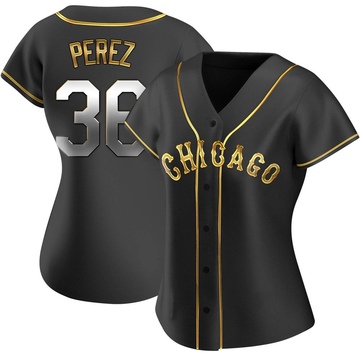 Replica Carlos Perez Women's Chicago White Sox Black Golden Alternate Jersey