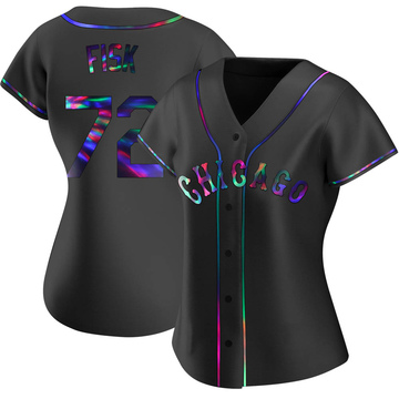 Replica Carlton Fisk Women's Chicago White Sox Black Holographic Alternate Jersey