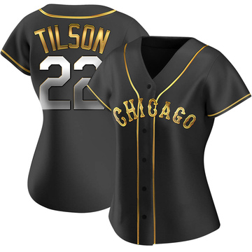 Replica Charlie Tilson Women's Chicago White Sox Black Golden Alternate Jersey