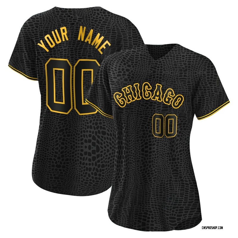 Replica Custom Women's Chicago White Sox Black Snake Skin City Jersey