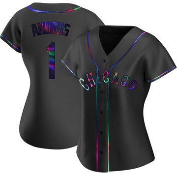 Replica Elvis Andrus Women's Chicago White Sox Black Holographic Alternate Jersey