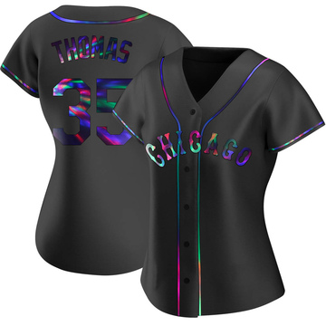Replica Frank Thomas Women's Chicago White Sox Black Holographic Alternate Jersey