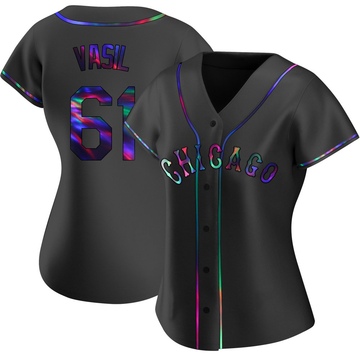 Replica Mike Vasil Women's Chicago White Sox Black Holographic Alternate Jersey