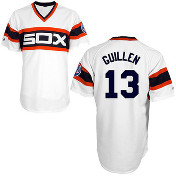 Replica Ozzie Guillen Men's Chicago White Sox White Throwback Jersey