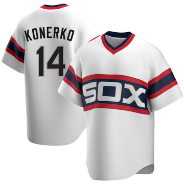 Replica Paul Konerko Men's Chicago White Sox White Cooperstown Collection Jersey