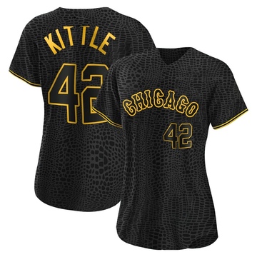 Replica Ron Kittle Women's Chicago White Sox Black Snake Skin City Jersey